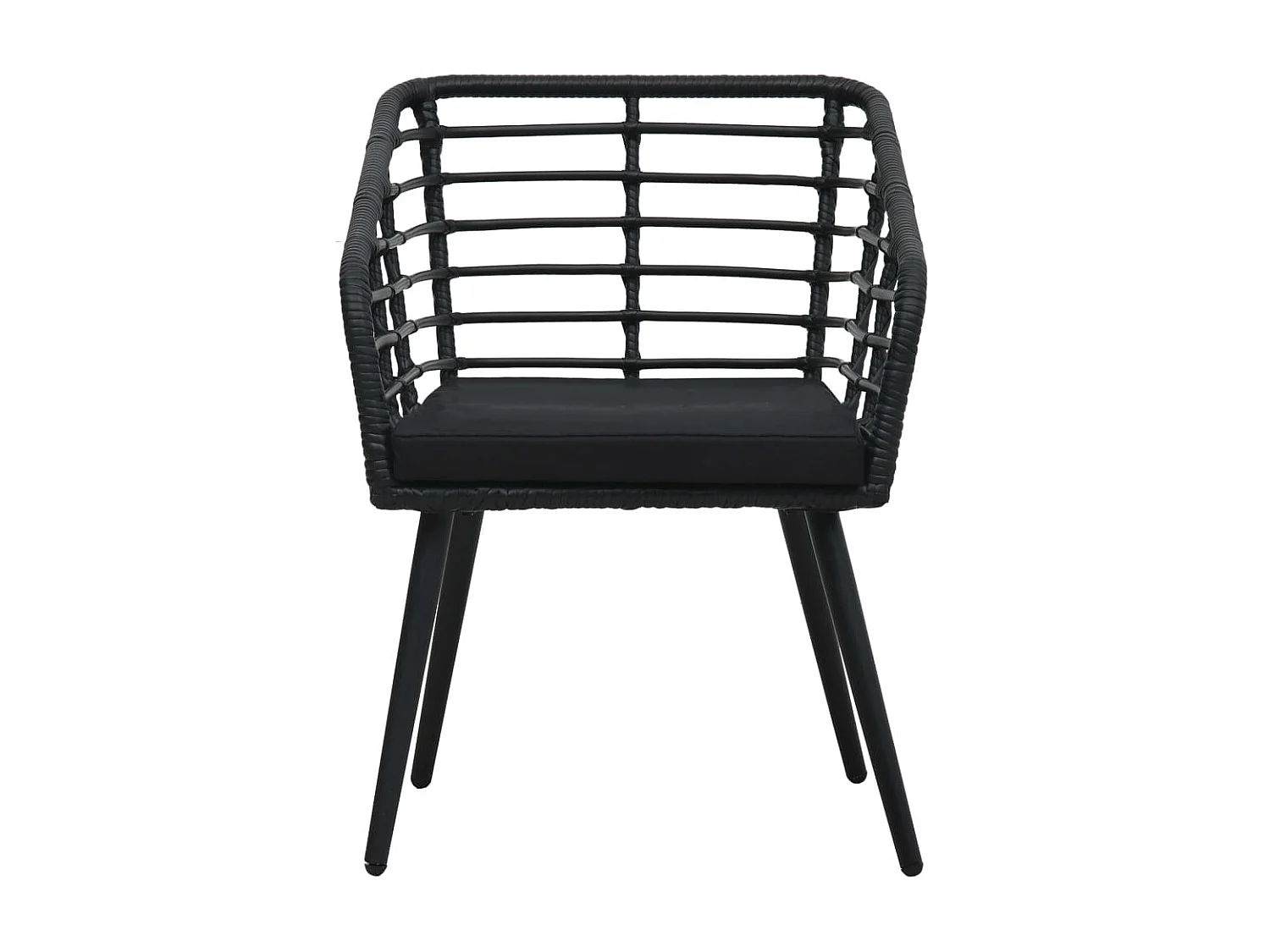 Cadeiras de jardim com almofadões 2 pcs vime PE preto PT227742