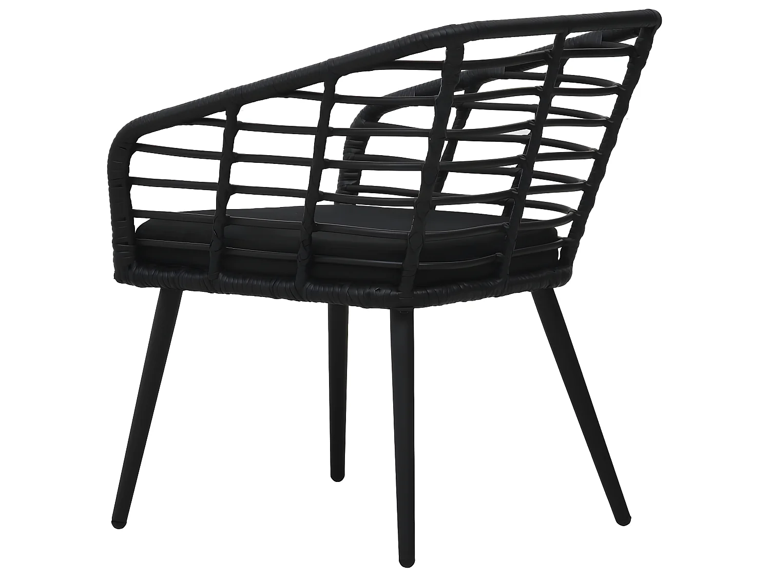 Cadeiras de jardim com almofadões 2 pcs vime PE preto PT227742