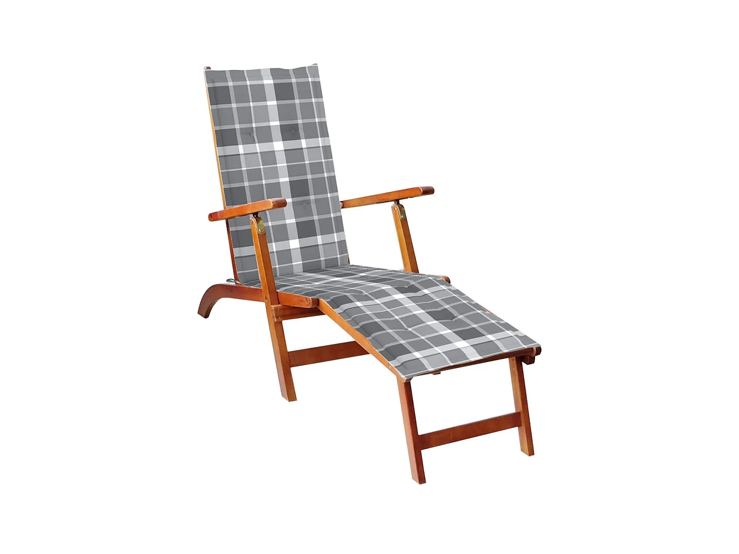 Chaise de terrasse avec repose-pied et coussin Acacia solide SEF32436