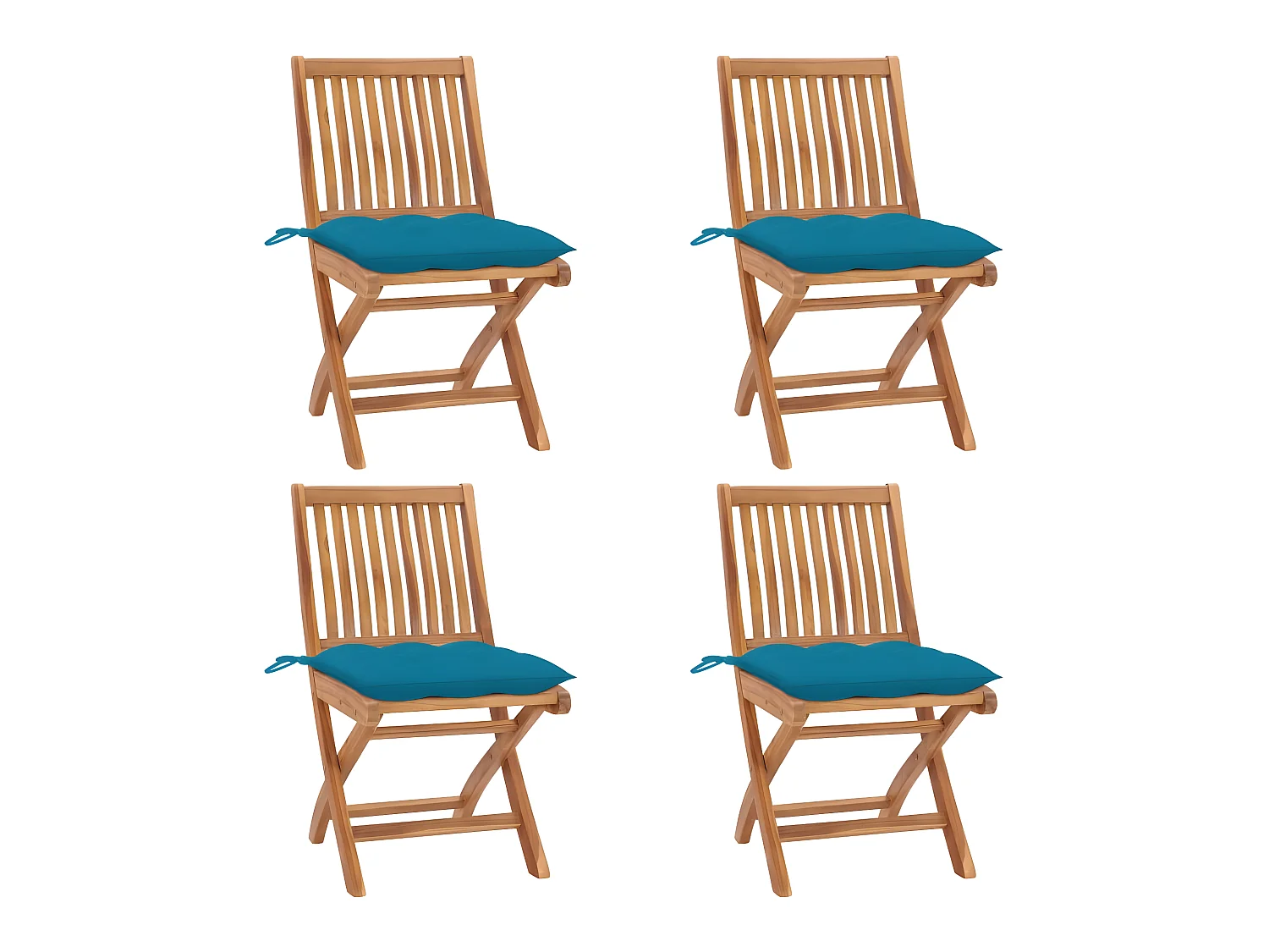 Chaises pliables de jardin avec coussins 4 pcs Teck solide SEF38850