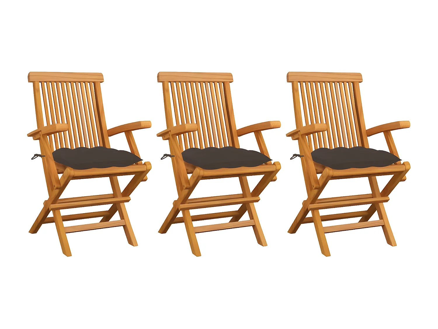 Chaises de jardin avec coussins taupe 3 pcs Bois de teck massif SEF59719