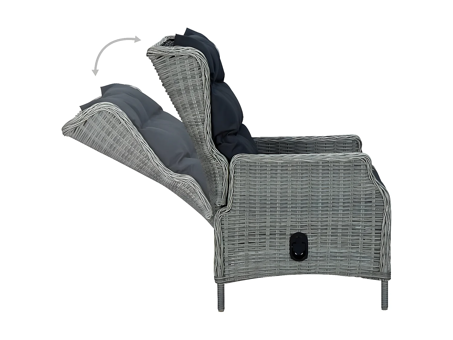 Chaise inclinable de jardin coussins Résine tressée Gris clair SEF74341