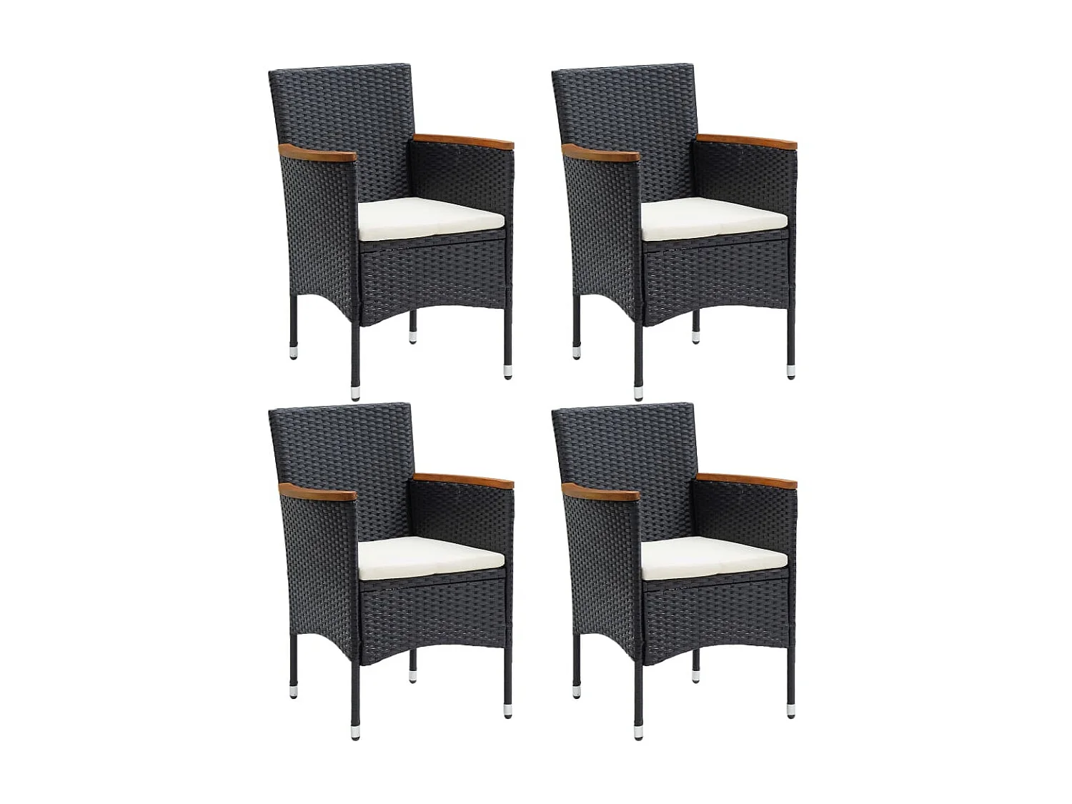 Chaises de salle à manger de jardin 4 pcs Résine tressée Noir SEF60804