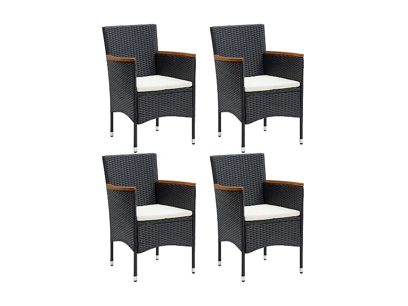 Chaises de salle à manger de jardin 4 pcs Résine tressée Noir SEF60804