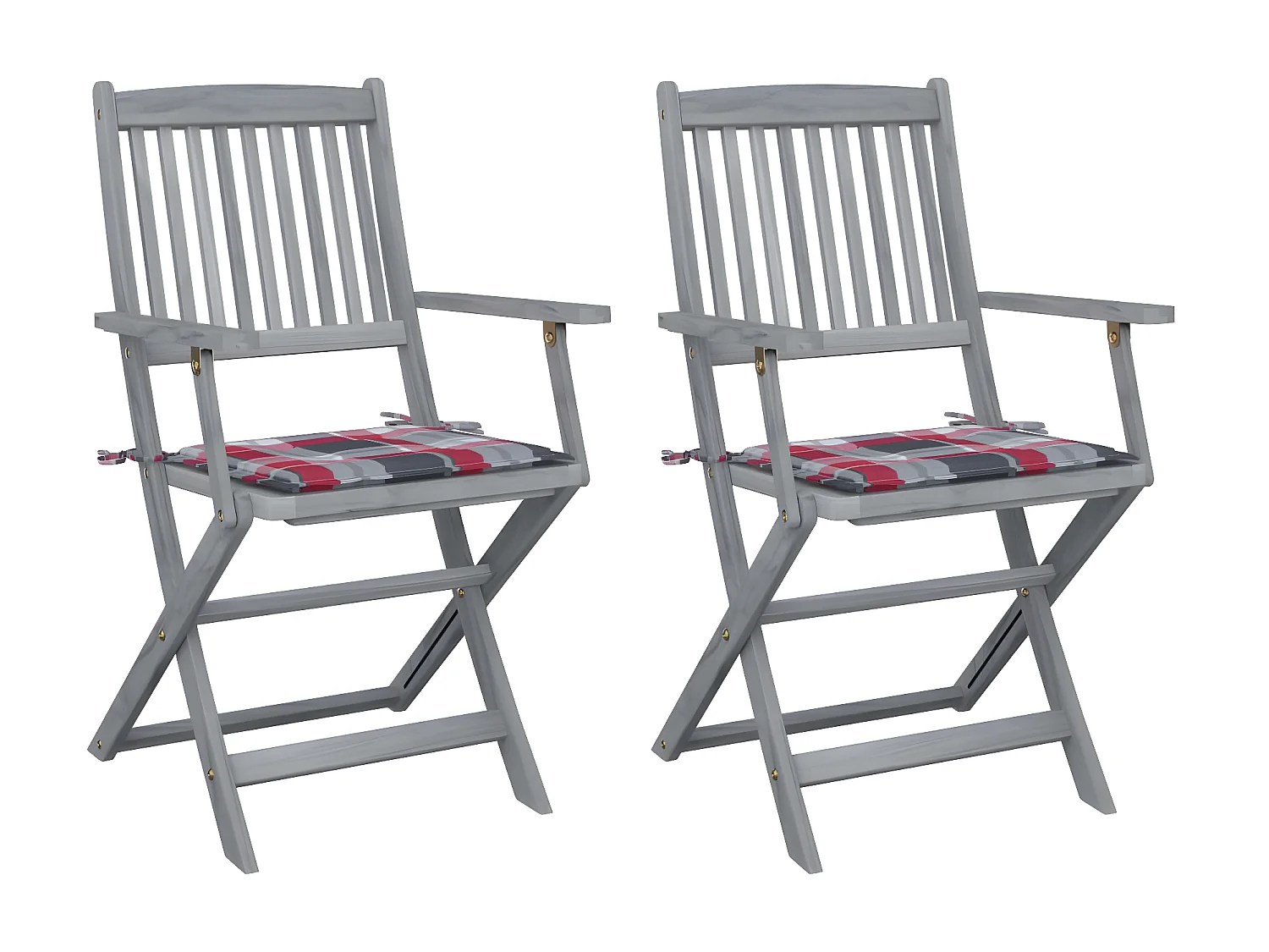 Chaises pliables d'extérieur 2 pcs avec coussins Bois d'acacia SEF96896