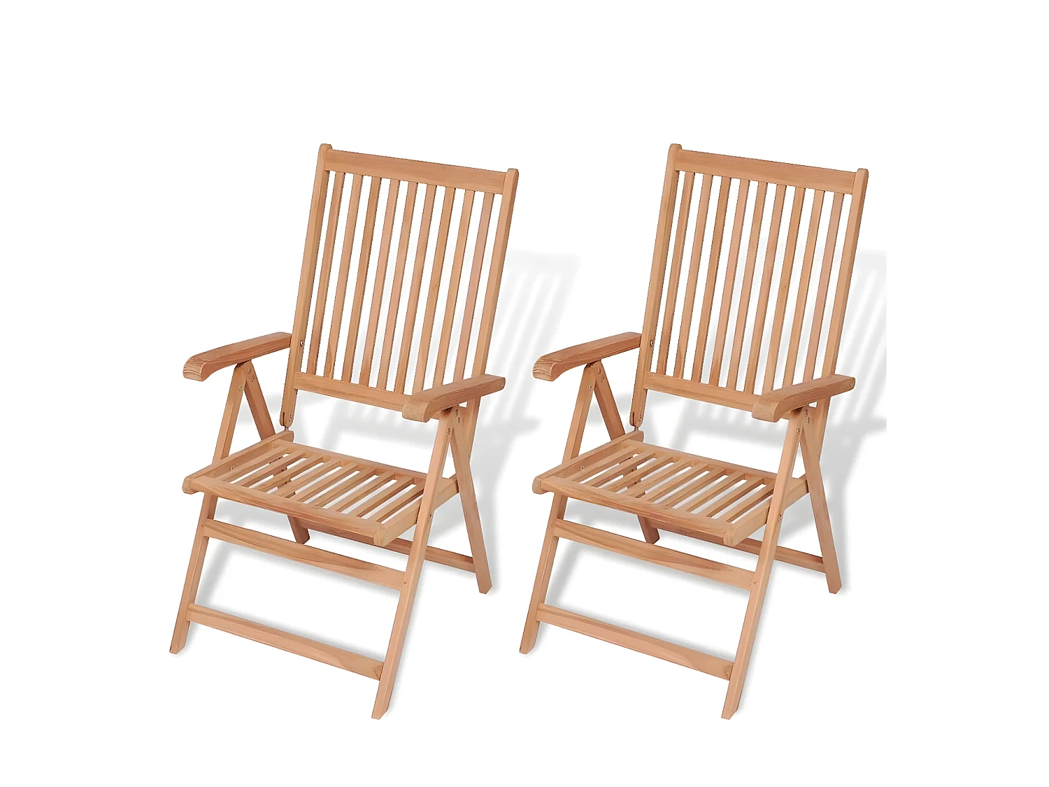 Chaises inclinables de jardin 2 pcs Bois de teck solide SEF51719