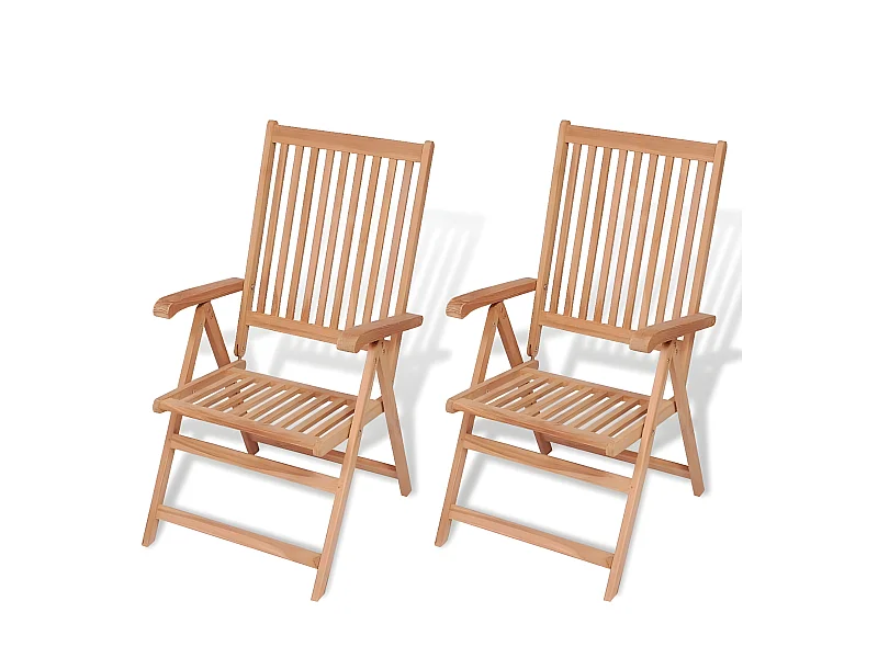 Chaises inclinables de jardin 2 pcs Bois de teck solide SEF51719