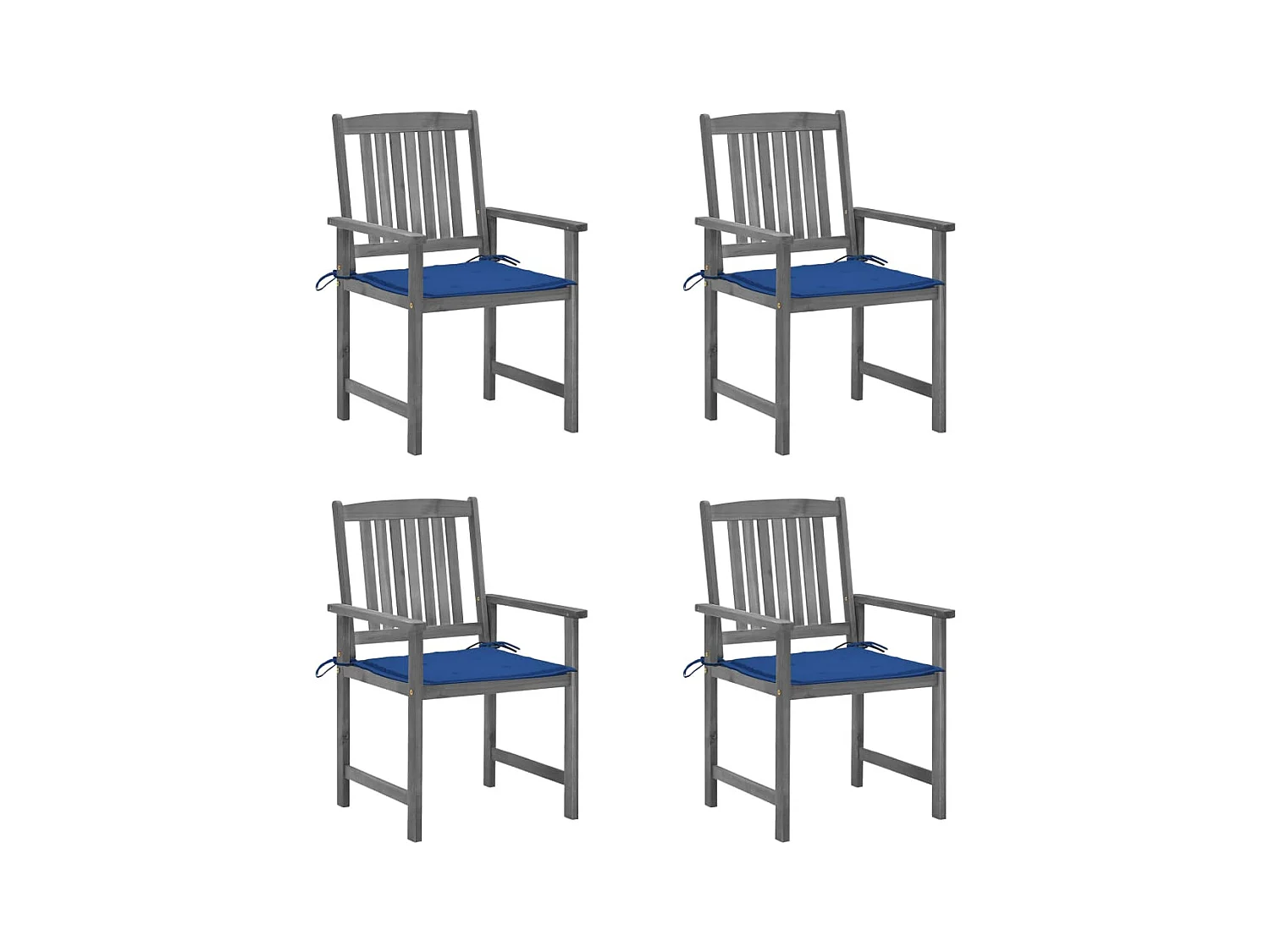 Chaises de jardin avec coussins 4 pcs Gris Bois d'acacia massif SEF36027
