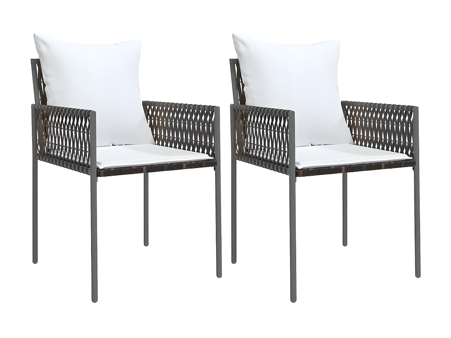 Chaises de jardin et coussins lot de 2 marron 54x61x83 cm rotin SEF69547