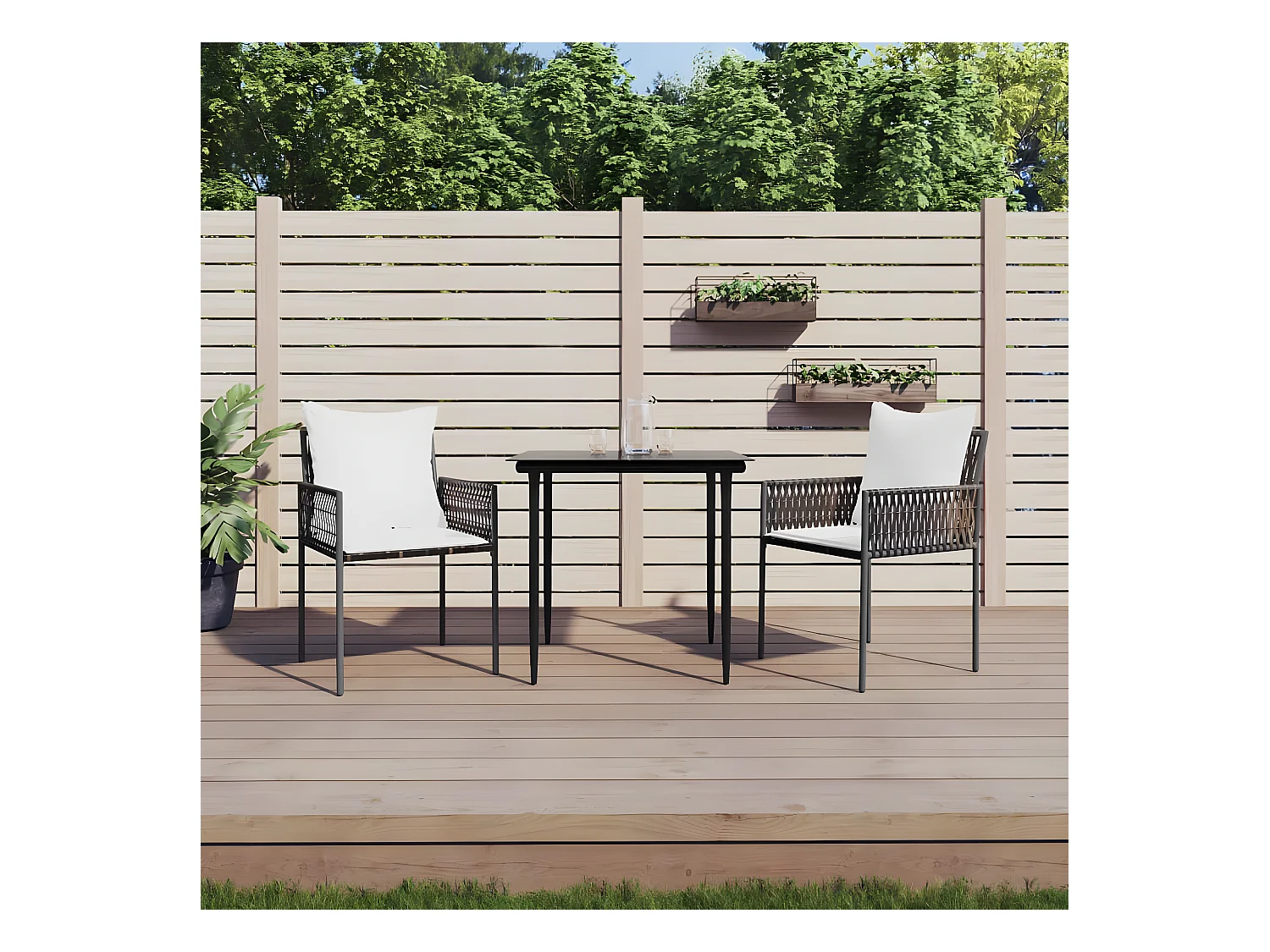 Chaises de jardin et coussins lot de 2 marron 54x61x83 cm rotin SEF69547
