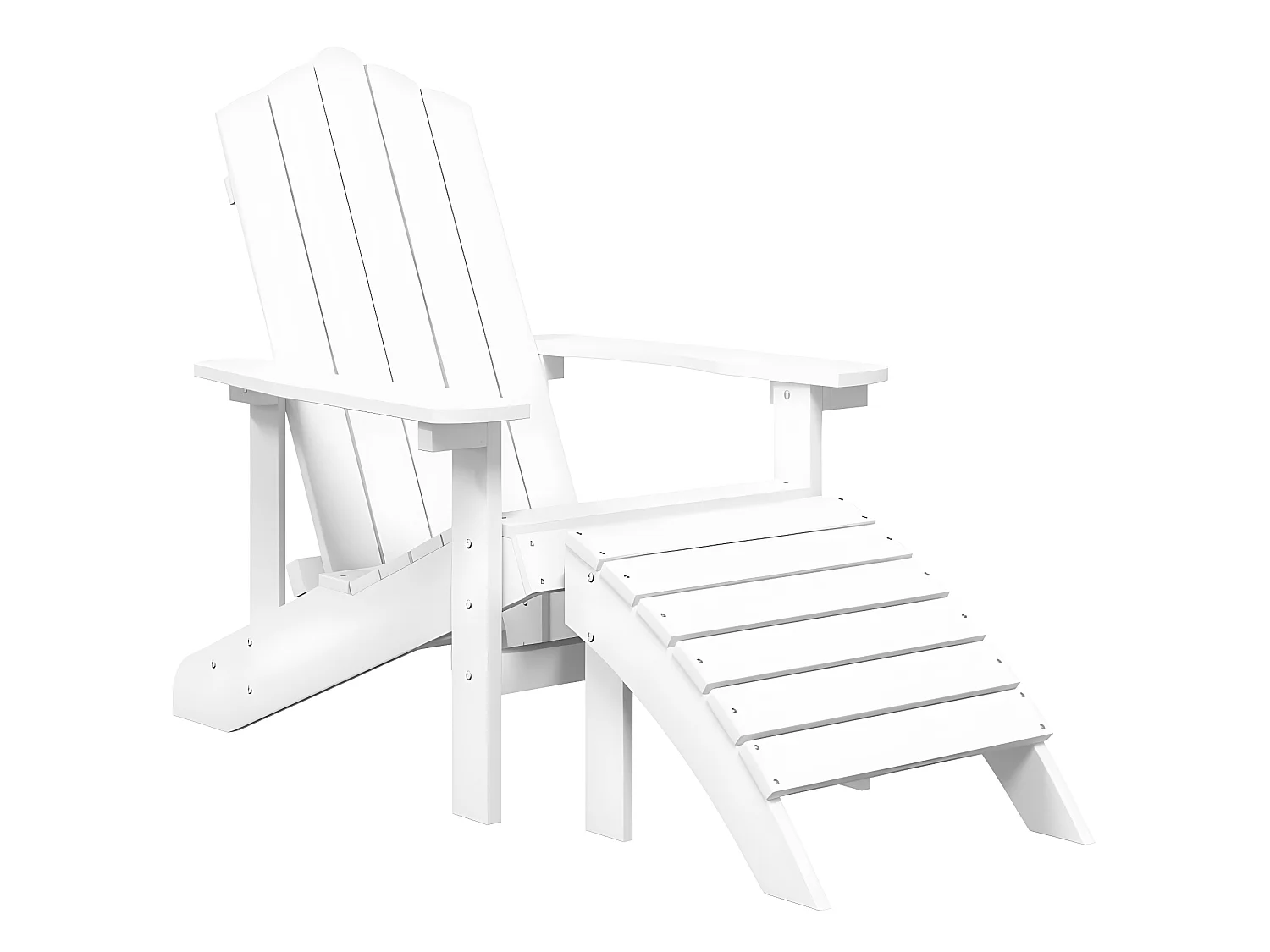 Chaise de jardin Adirondack avec repose-pied PEHD Blanc SEF41824