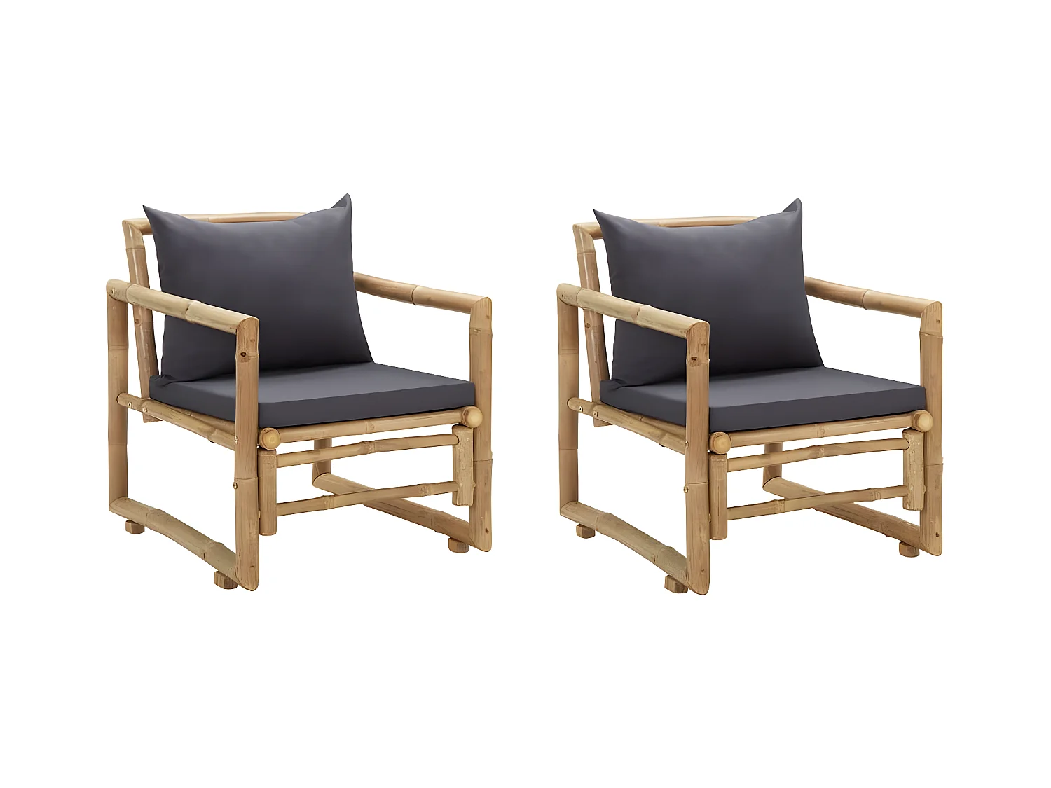 Chaises de jardin avec coussins 2 pcs Bambou SEF21341