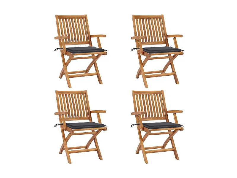 Chaises pliables de jardin avec coussins 4 pcs Teck solide SEF31356