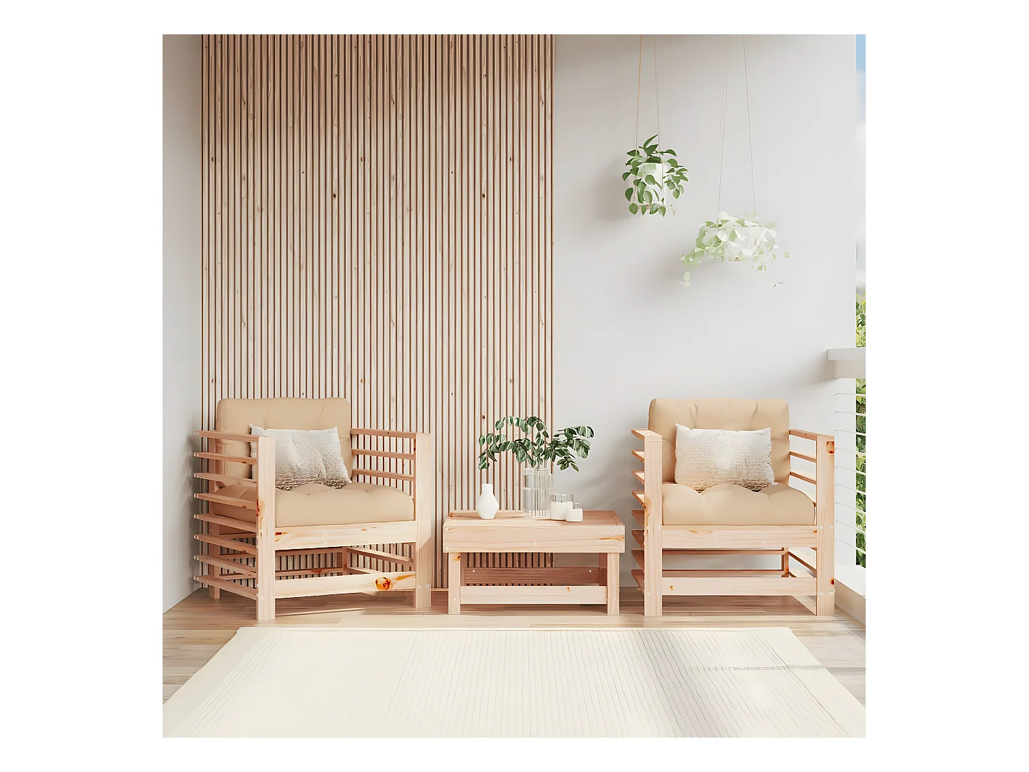 lot de 2 Chaises de jardin avec coussins bois de pin massif PWRS66625