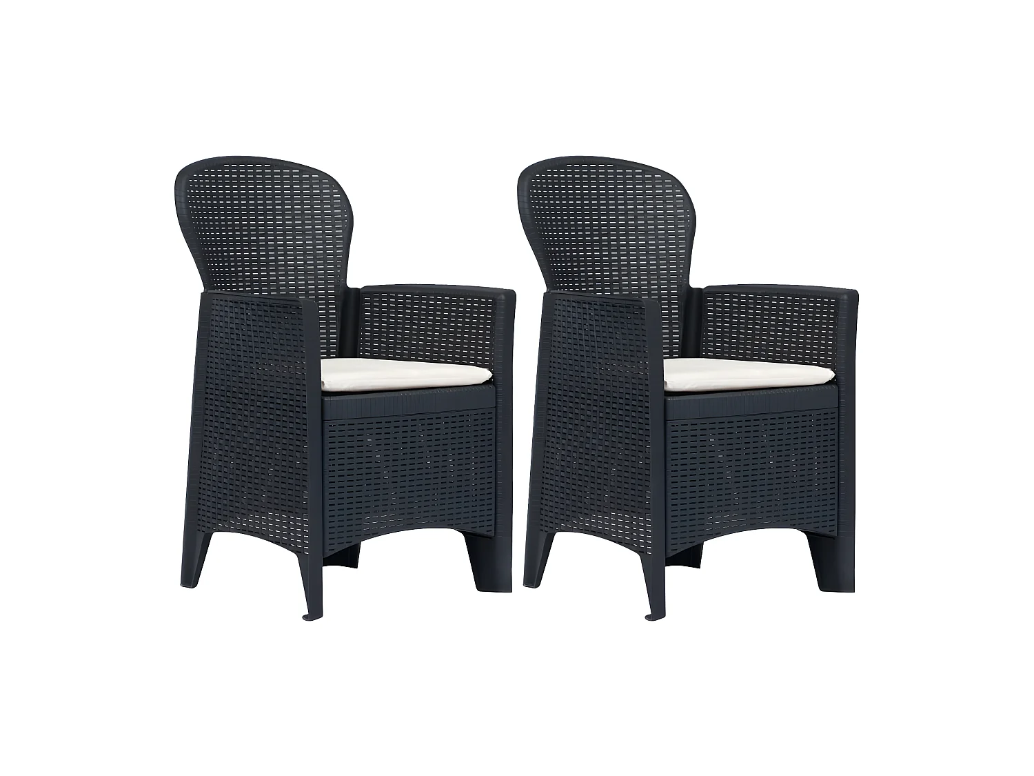 Chaises de jardin 2 pcs avec coussin Anthracite Plastique SEF49955