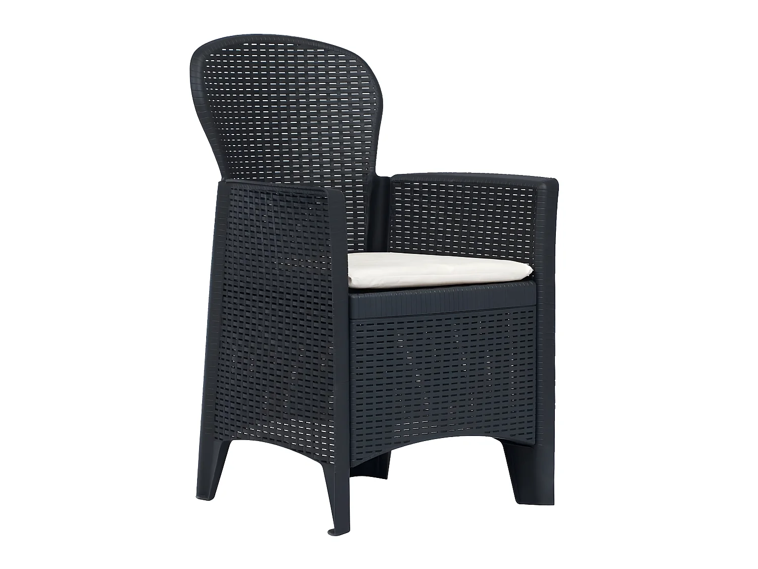 Chaises de jardin 2 pcs avec coussin Anthracite Plastique SEF49955