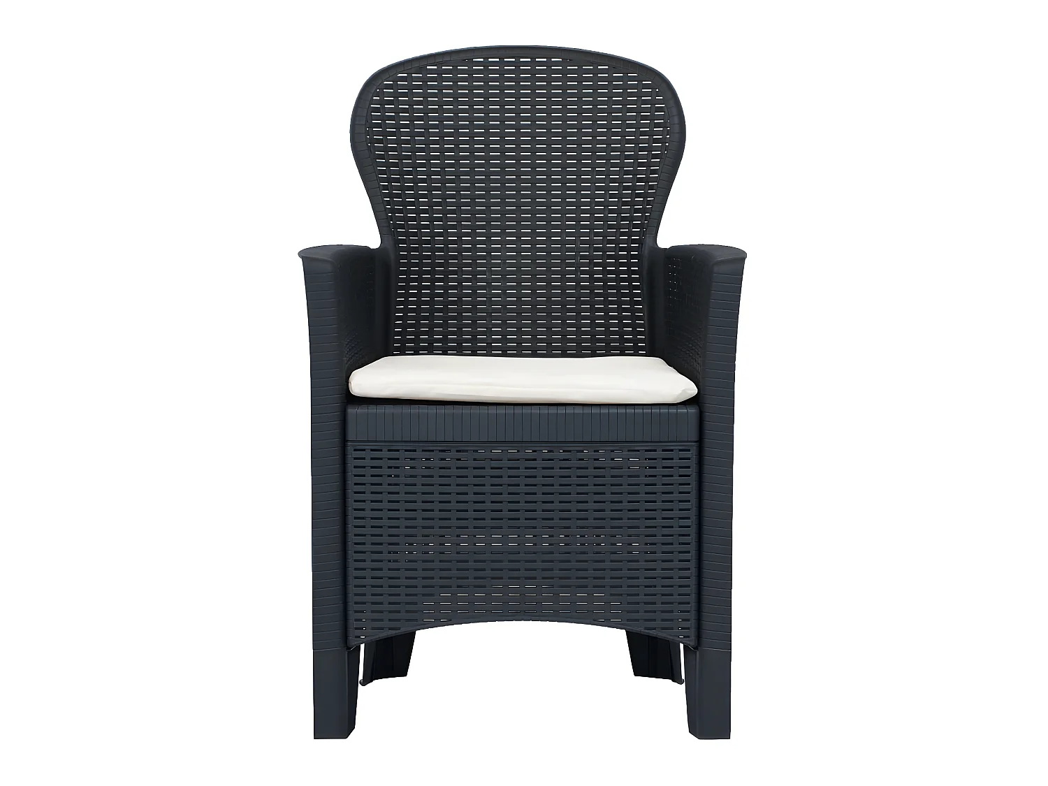 Chaises de jardin 2 pcs avec coussin Anthracite Plastique SEF49955