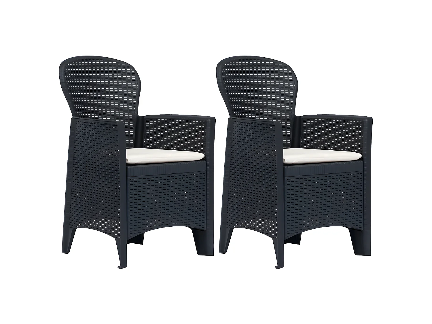 Chaises de jardin 2 pcs avec coussin Anthracite Plastique SEF49955