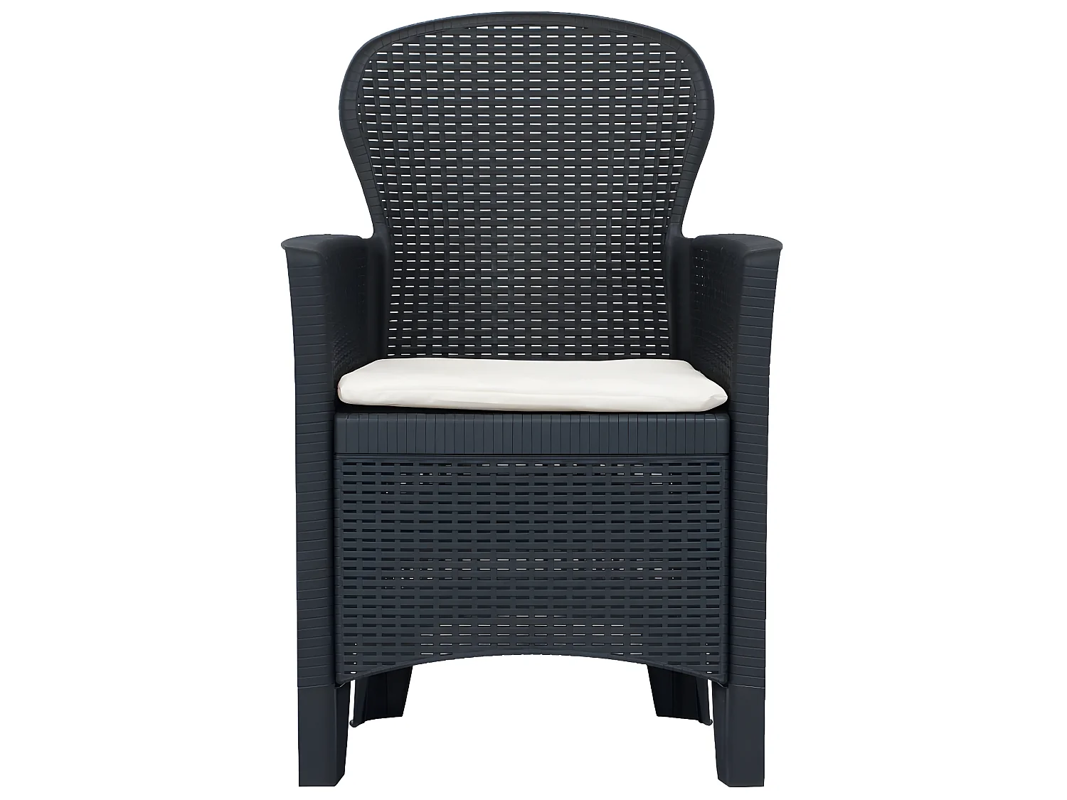 Chaises de jardin 2 pcs avec coussin Anthracite Plastique SEF49955