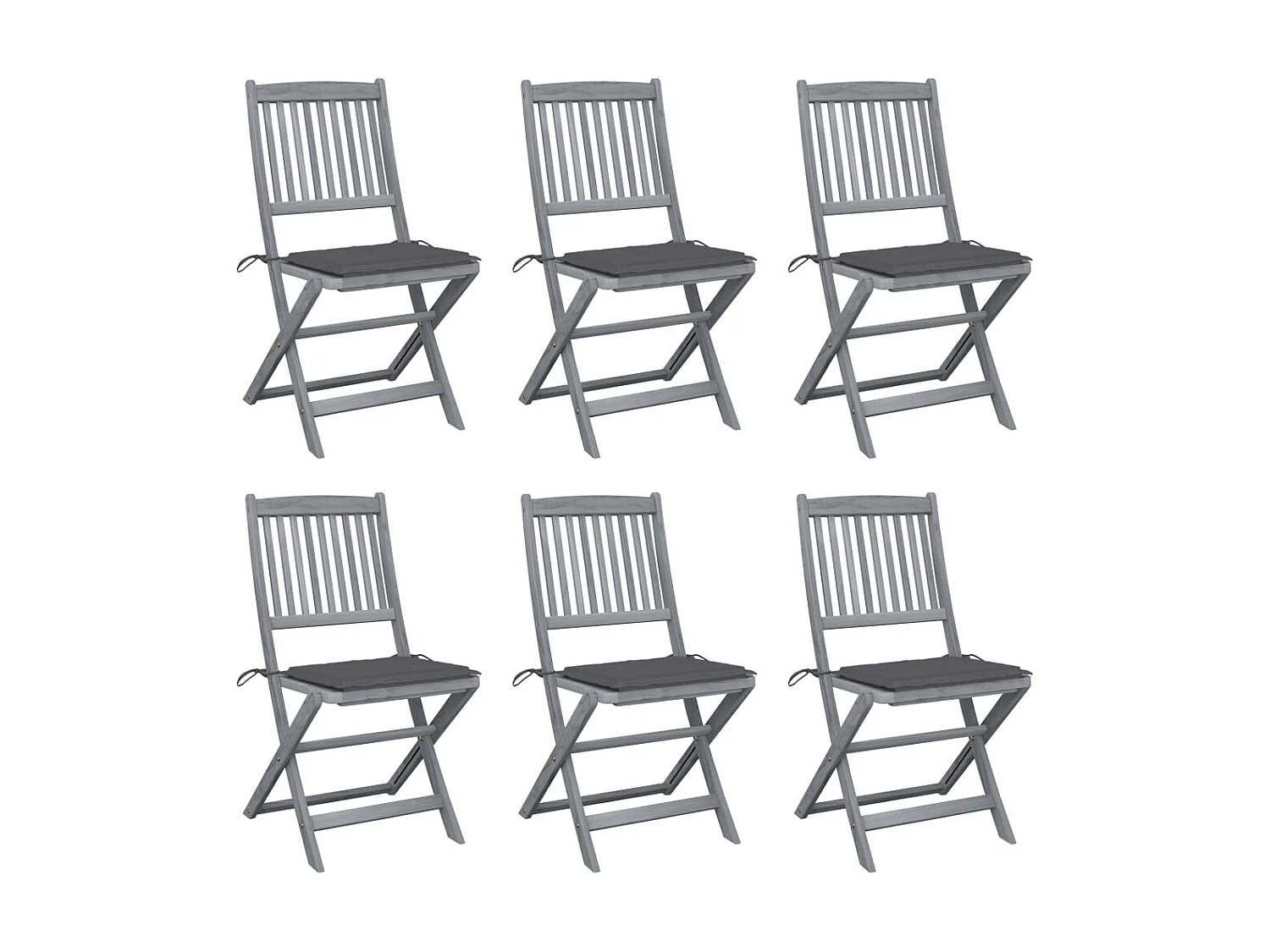 Klappbare Gartenstühle 6 Stk.| Outdoor-Stuhl mit Sitzkissen Massivholz Akazie -gkd877545