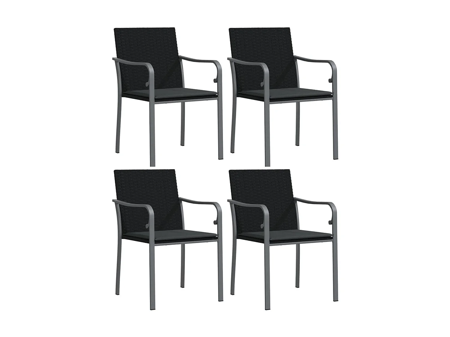 Chaises de jardin avec coussins lot de 4 noir 56x59x84 cm rotin SEF92571