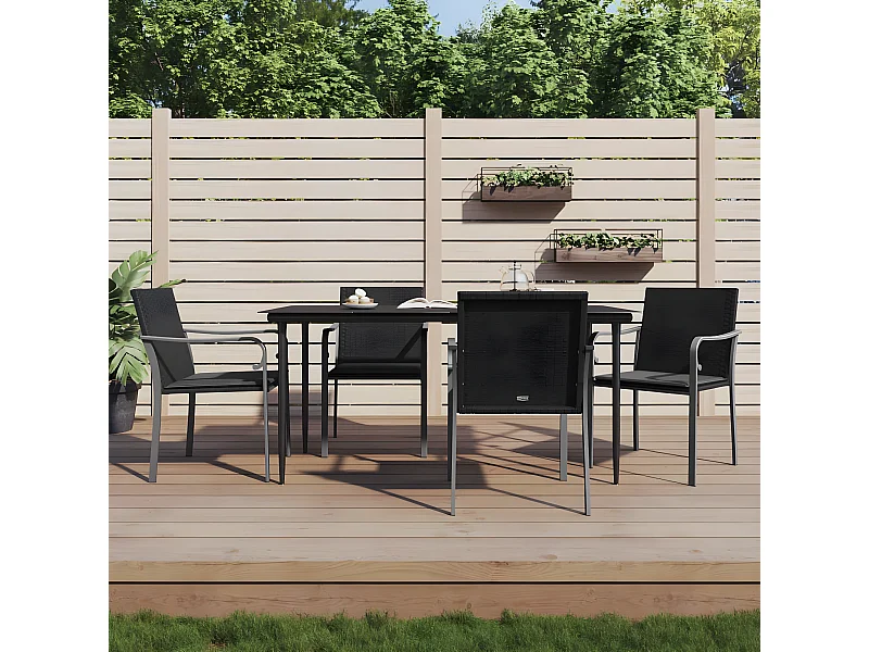 Chaises de jardin avec coussins lot de 4 noir 56x59x84 cm rotin SEF92571