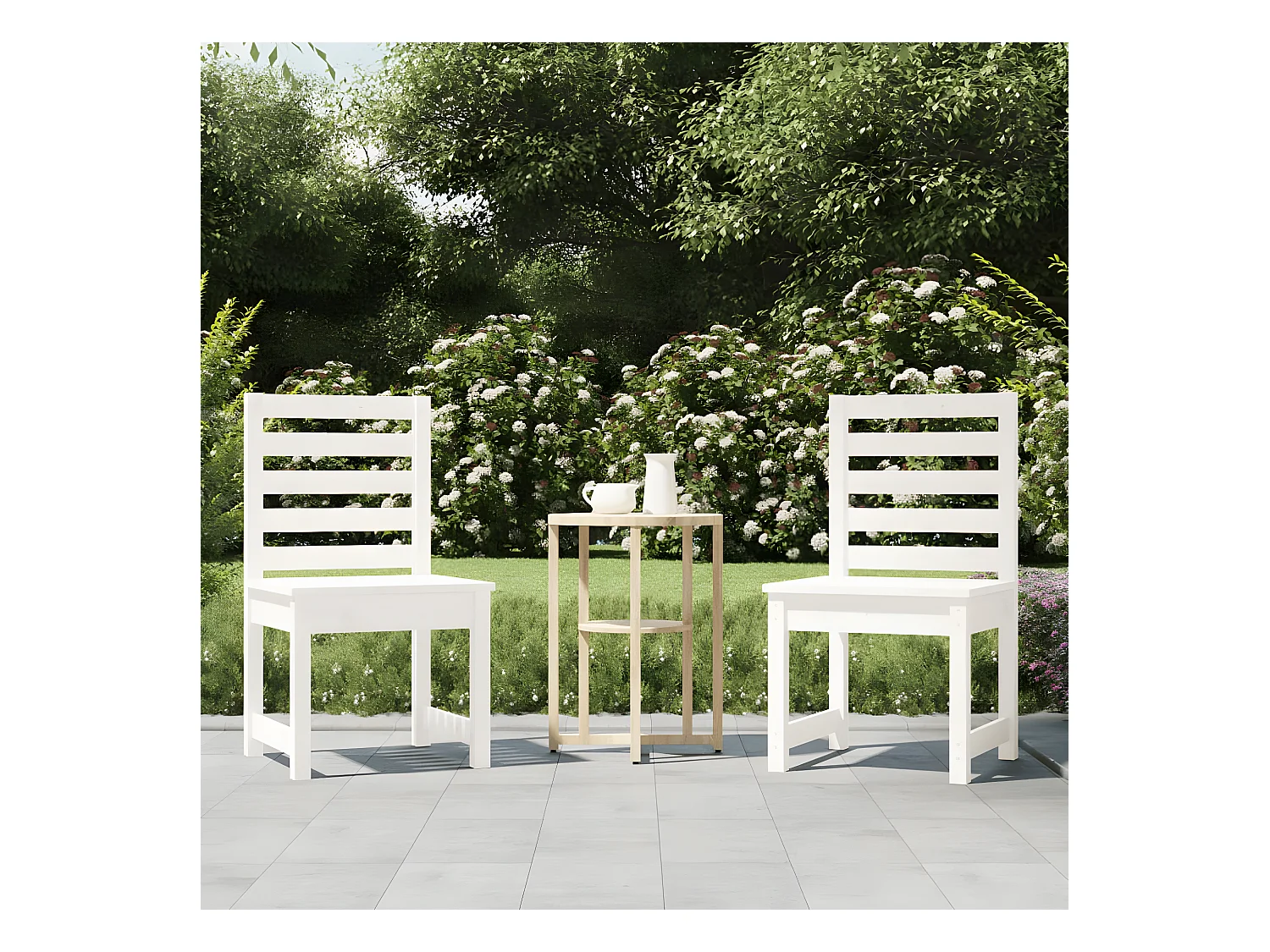 Chaises de jardin 2 pcs blanc 40,5x48x91,5cm bois massif de pin SEF54713