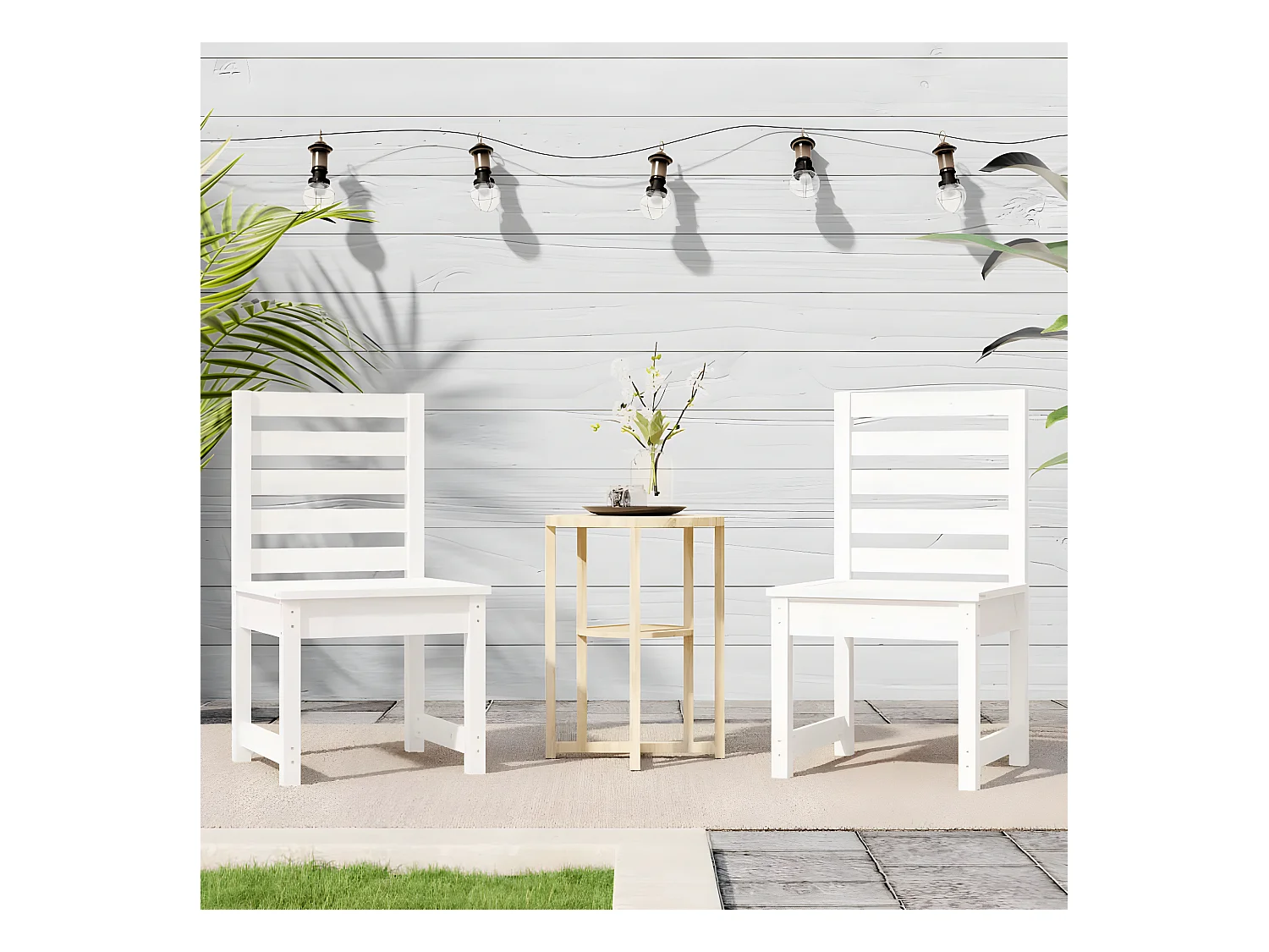 Chaises de jardin 2 pcs blanc 40,5x48x91,5cm bois massif de pin SEF54713