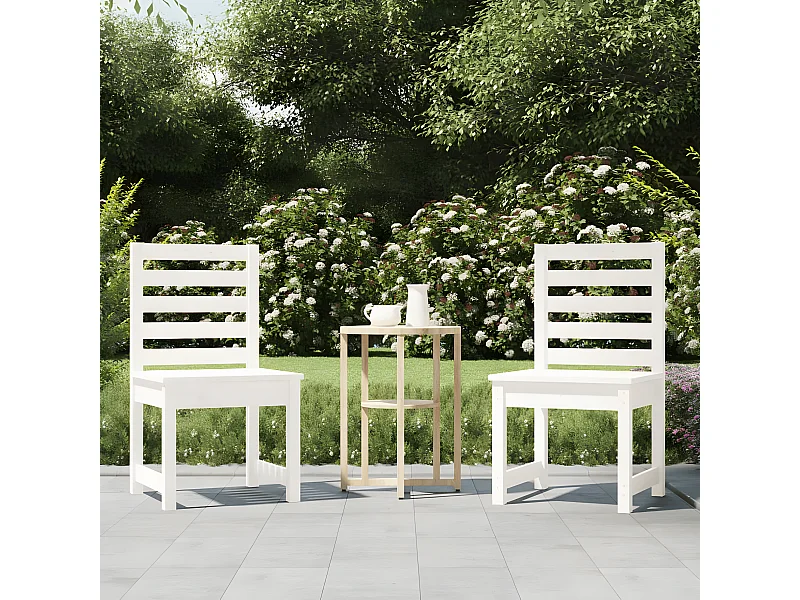 Sillas jardín 2 uds madera maciza pino blanco 40,5x48x91,5 cm ES15730