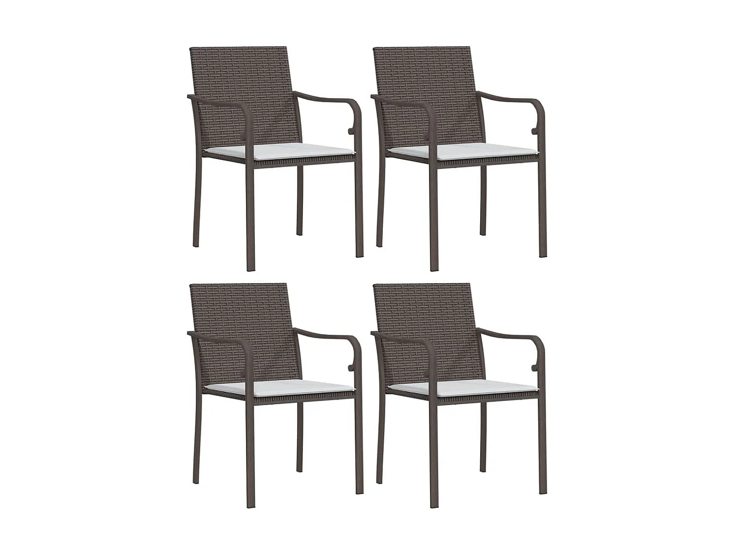Chaises de jardin et coussins lot de 4 marron 56x59x84 cm rotin SEF27608