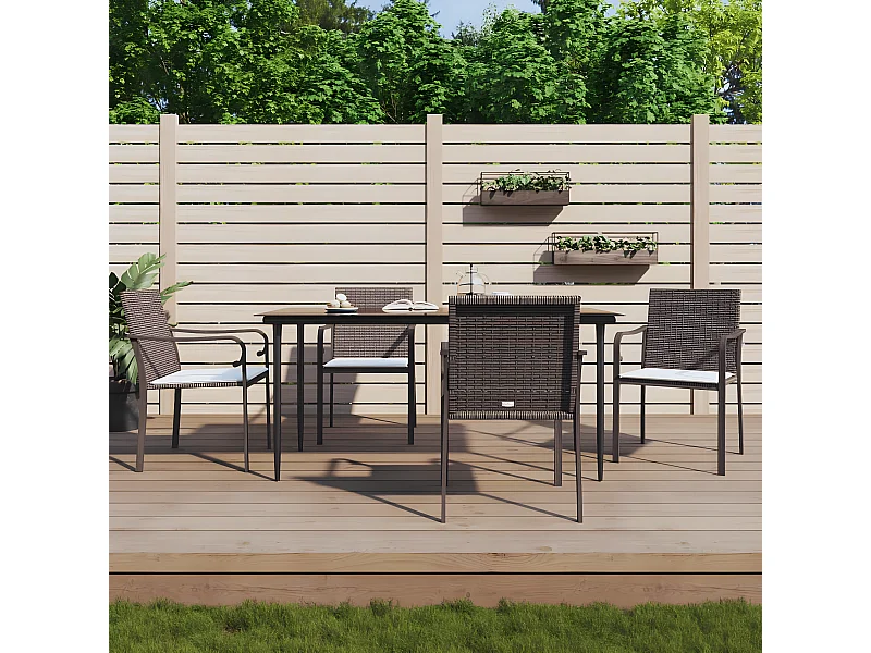 Chaises de jardin et coussins lot de 4 marron 56x59x84 cm rotin SEF27608