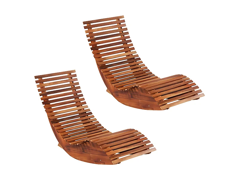 Chaises longues basculantes lot de 2 bois d'acacia SEF38536
