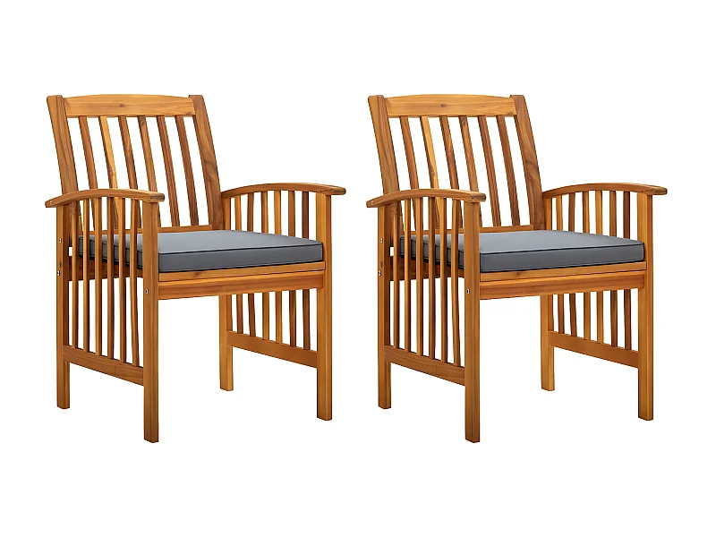 Chaises à dîner de jardin 2pcs et coussins Bois d'acacia massif SEF55944