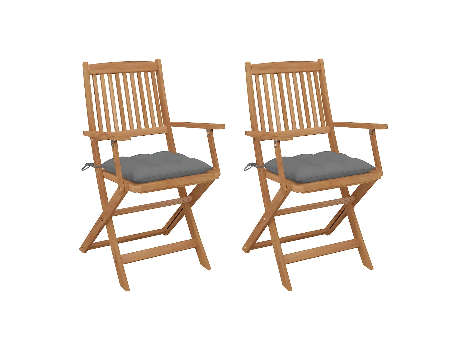 Chaises pliables de jardin 2 pcs avec coussins Bois d'acacia SEF64044