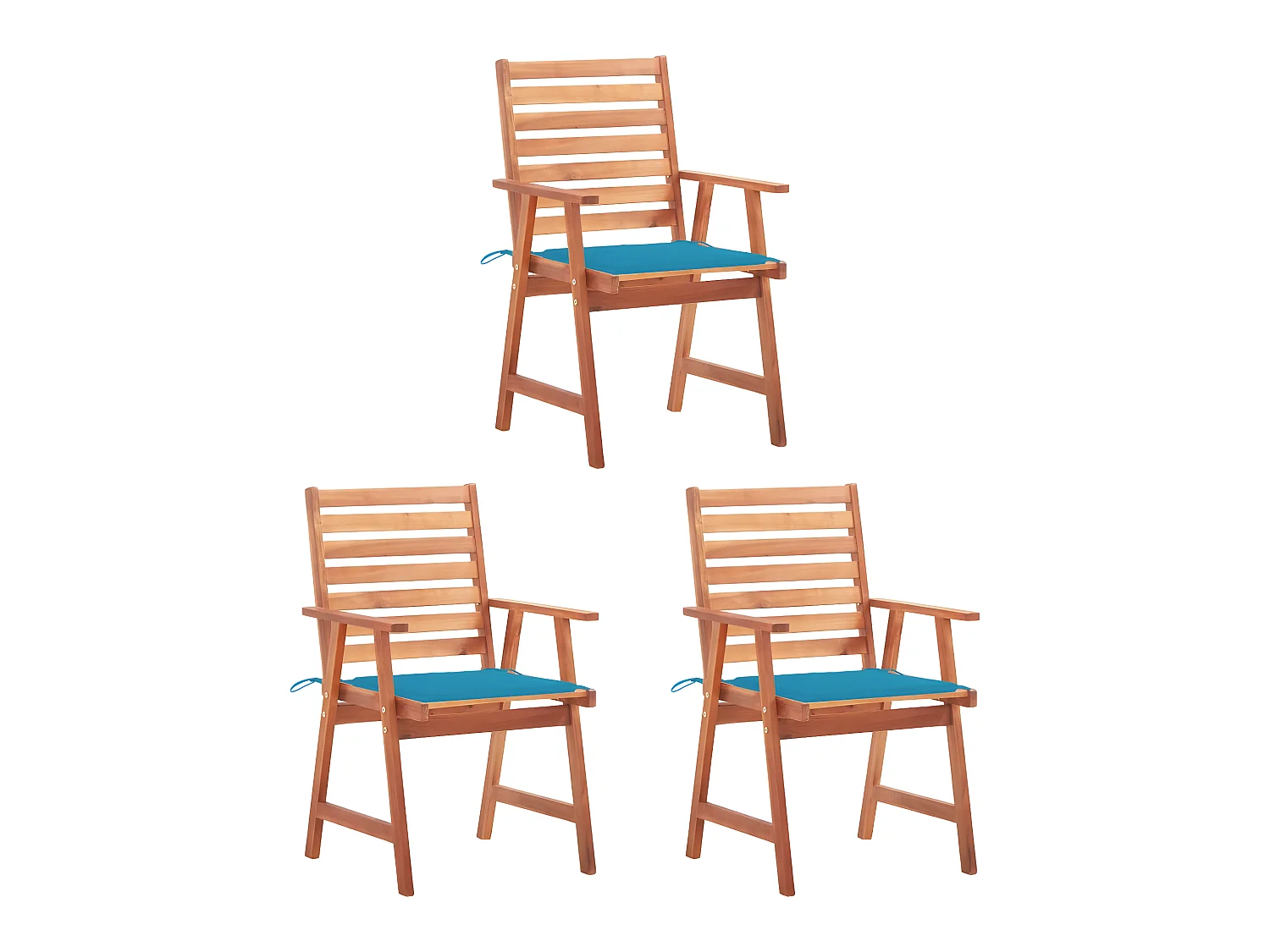 Chaises à dîner d'extérieur 3 pcs avec coussins Acacia massif SEF31275