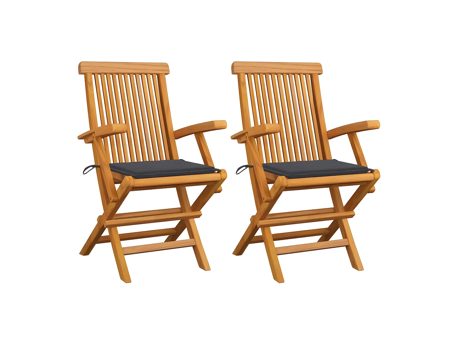 Chaises de jardin avec coussins anthracite 2 pcs Bois de teck SEF22519