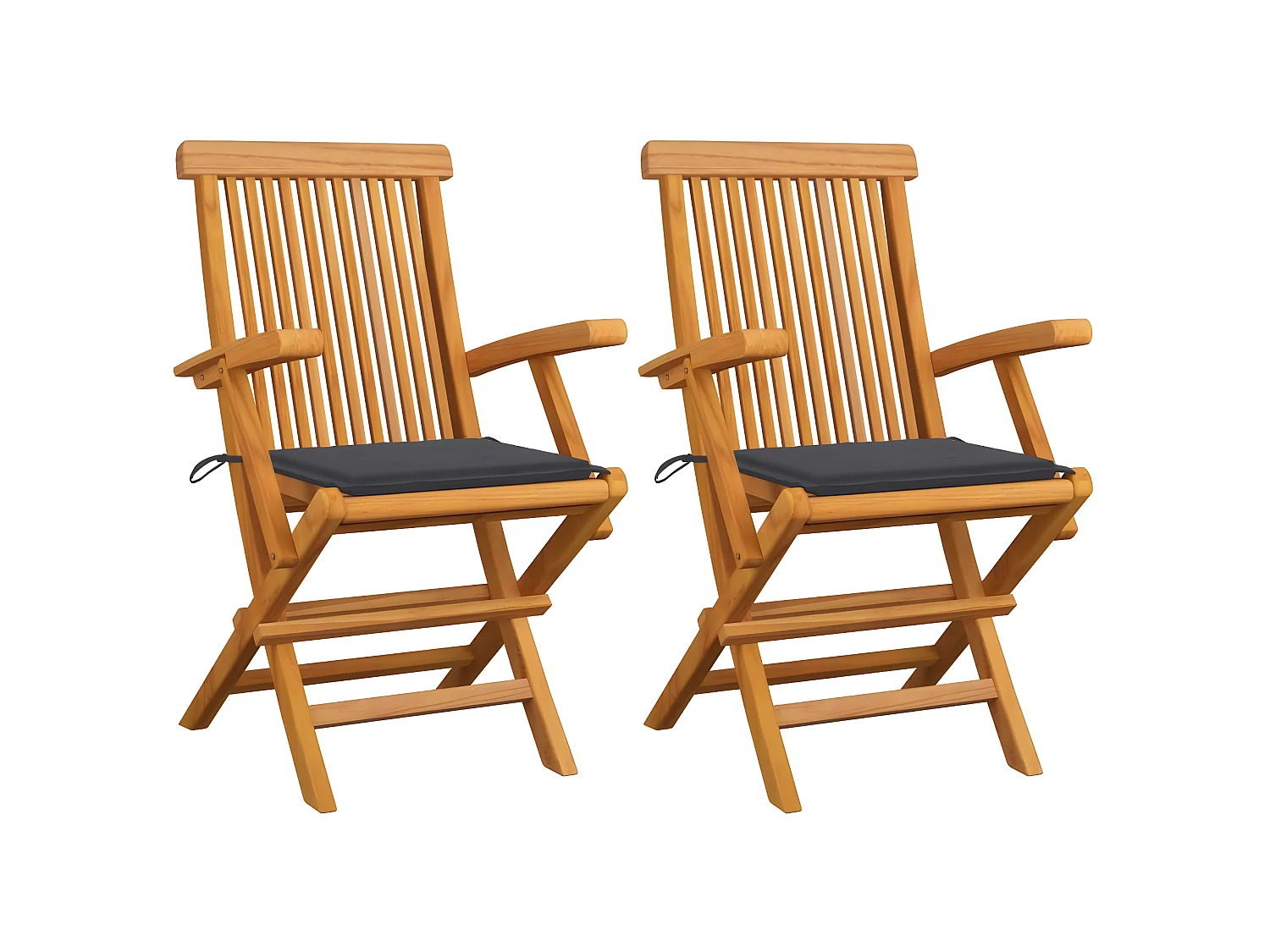 Chaises de jardin avec coussins anthracite 2 pcs Bois de teck SEF22519