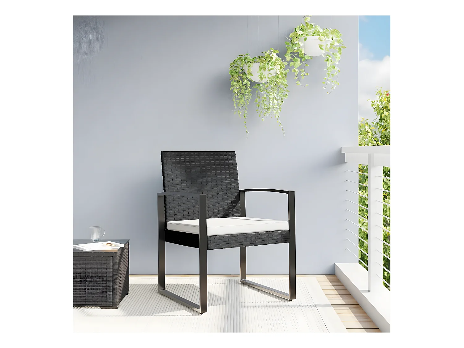 Chaises à manger de jardin lot de 2 noir rotin PP SEF86372