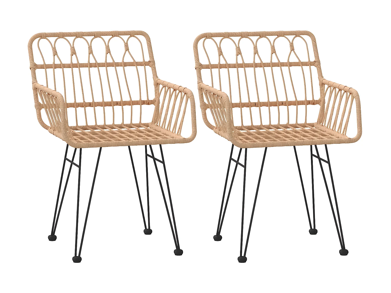 Chaises de jardin 2 pcs et accoudoir 56x64x80 cm Résine tressée SEF12182