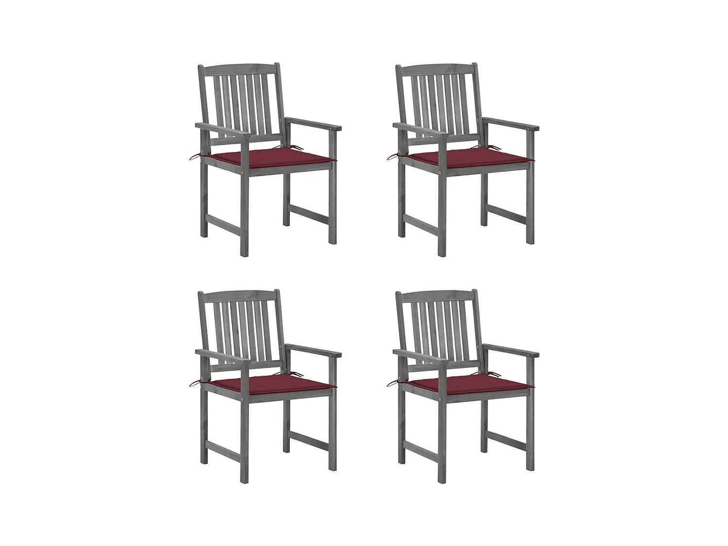 Chaises de jardin avec coussins 4 pcs Gris Bois d'acacia massif SEF82546