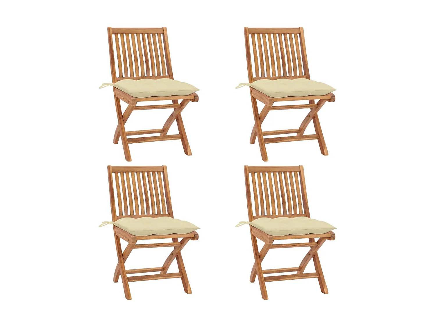 Chaises pliables de jardin avec coussins 4 pcs Teck solide SEF90475