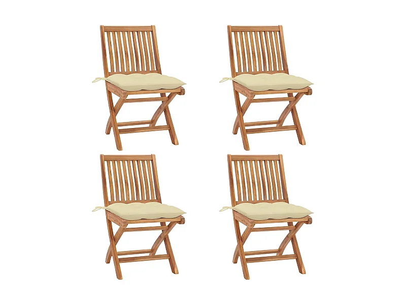 Chaises pliables de jardin avec coussins 4 pcs Teck solide SEF90475