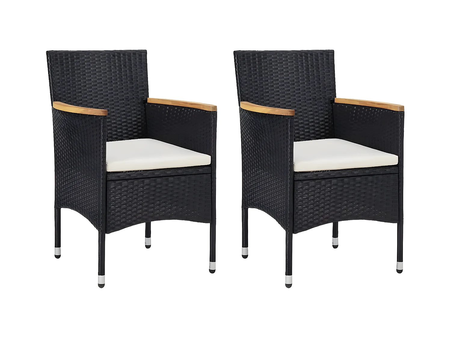 Chaises de salle à manger de jardin 2 pcs Résine tressée Noir SEF62140