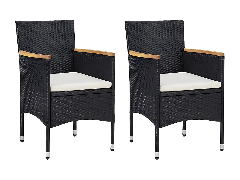 Chaises de salle à manger de jardin 2 pcs Résine tressée Noir SEF62140