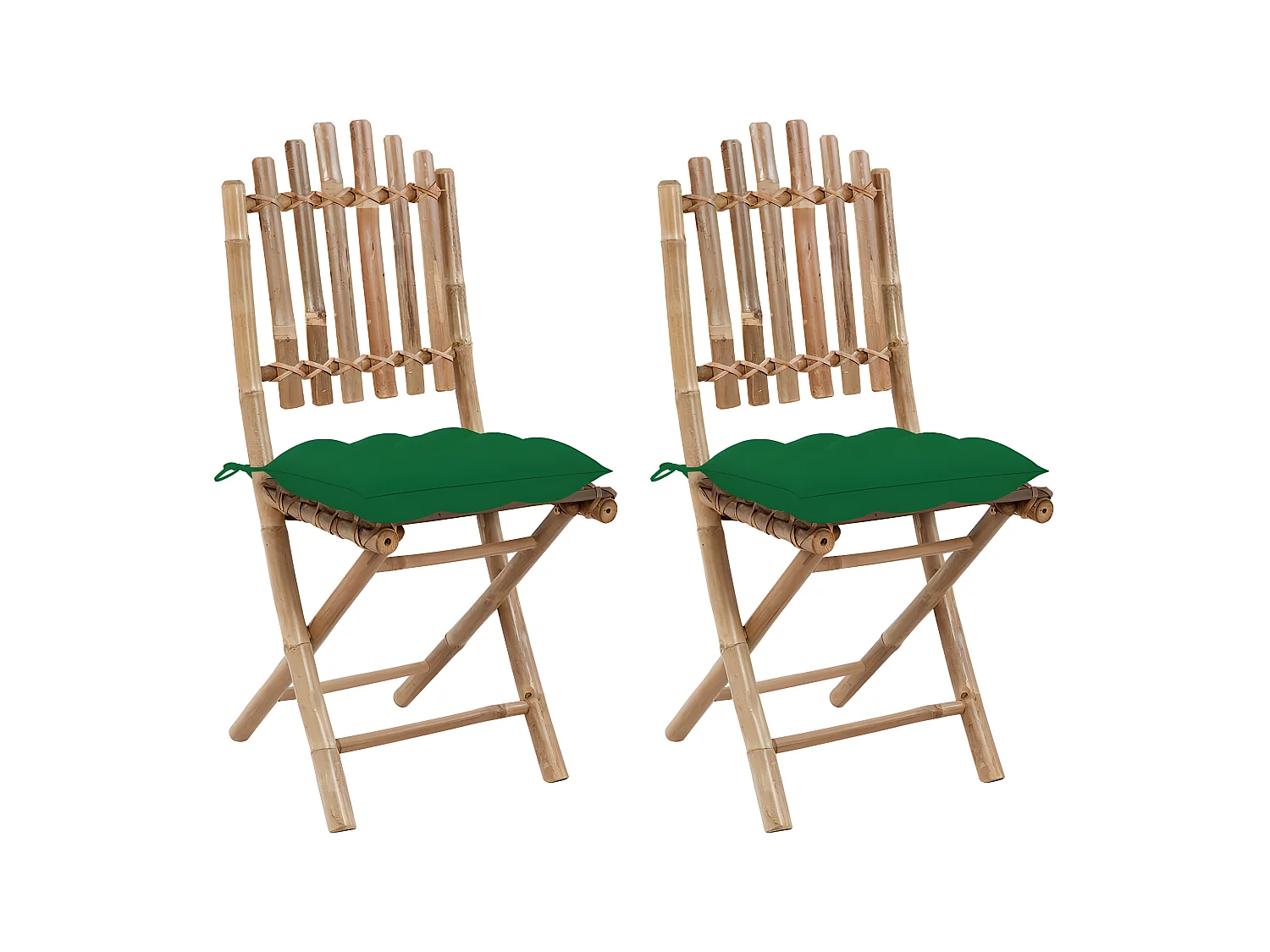 Tuinstoelen 2 st inklapbaar met kussens bamboe NL25830