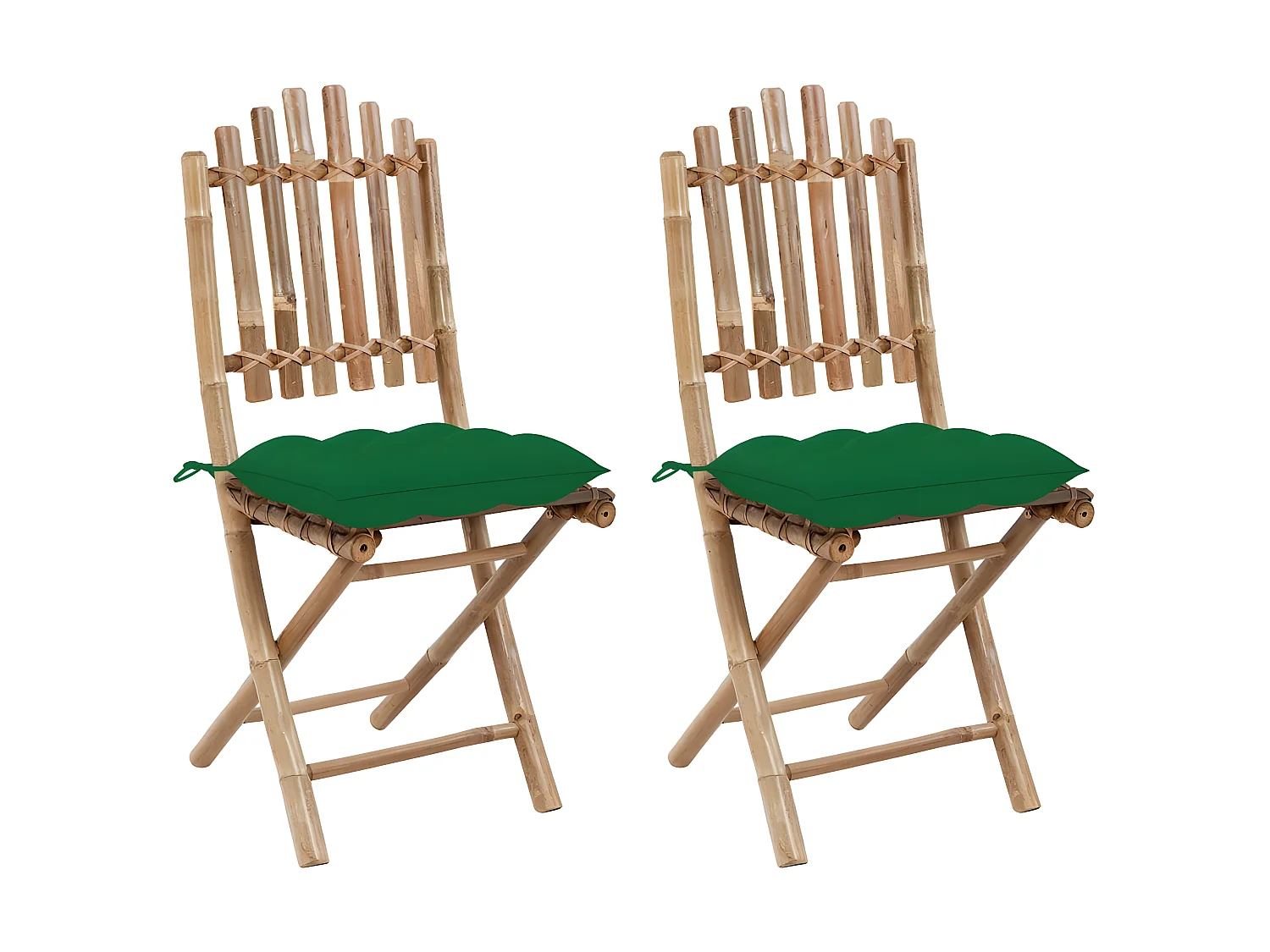 Chaises pliables de jardin 2 pcs avec coussins Bambou SEF92500
