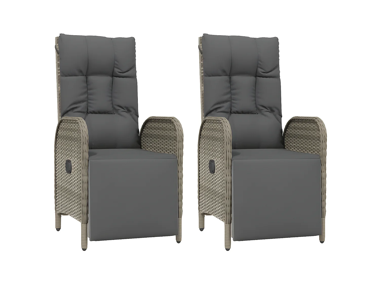 2 Stk.Garten-Relaxsessel | Fernsehsessel mit Kissen Poly Rattan Grau -gkd329991