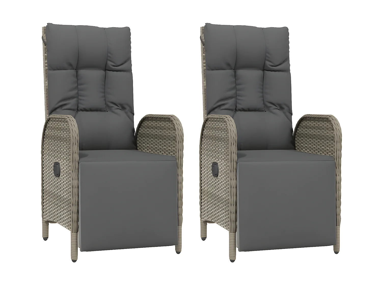 Tuinstoelen 2 st verstelbaar met kussens poly rattan grijs NL24514