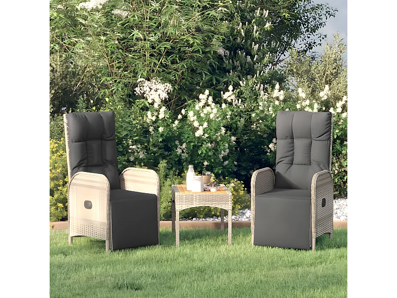 2 Stk.Garten-Relaxsessel | Fernsehsessel mit Kissen Poly Rattan Grau -gkd329991