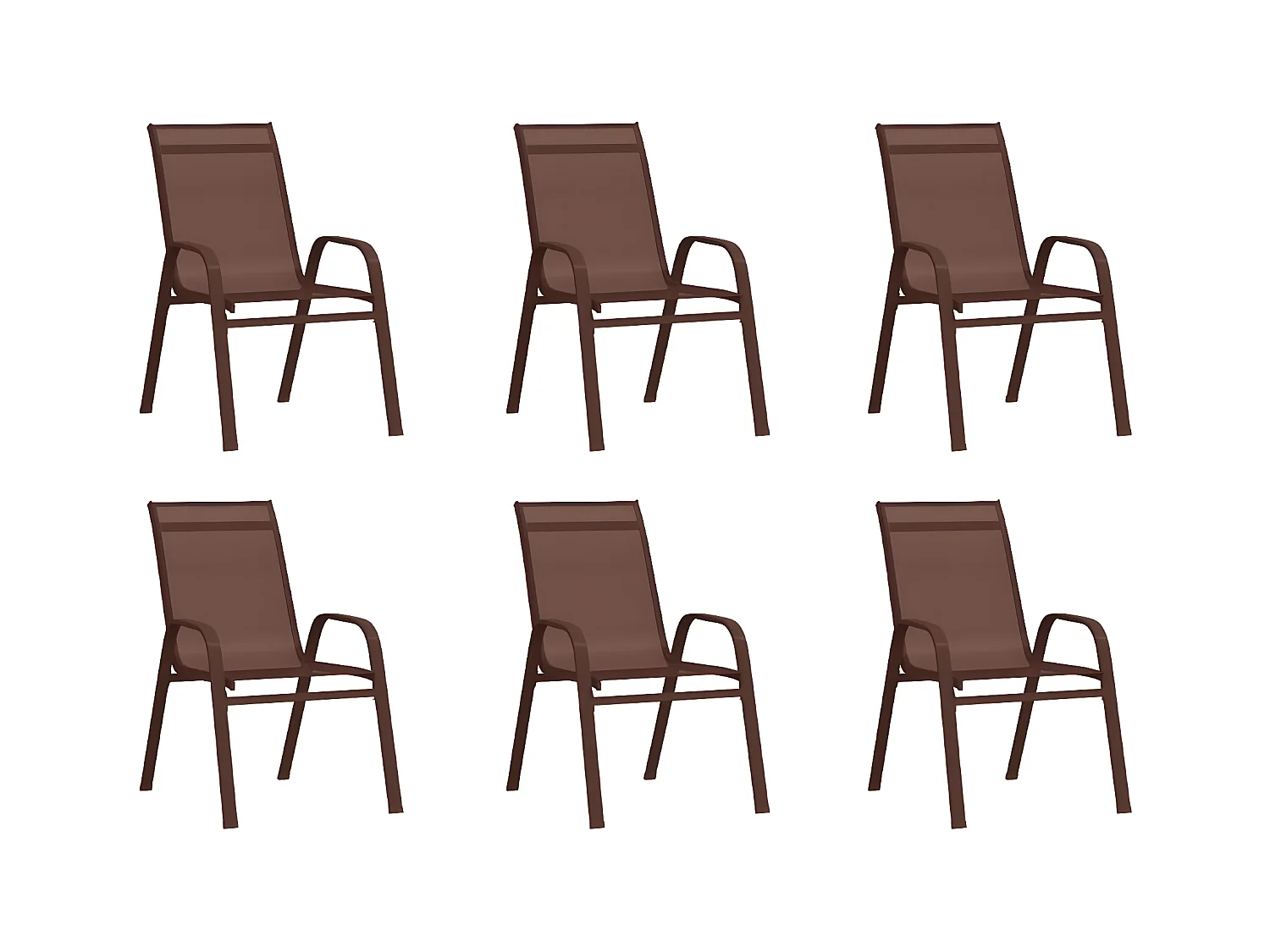 Chaises empilables de jardin 6 pcs Marron Tissu textilène SEF31107